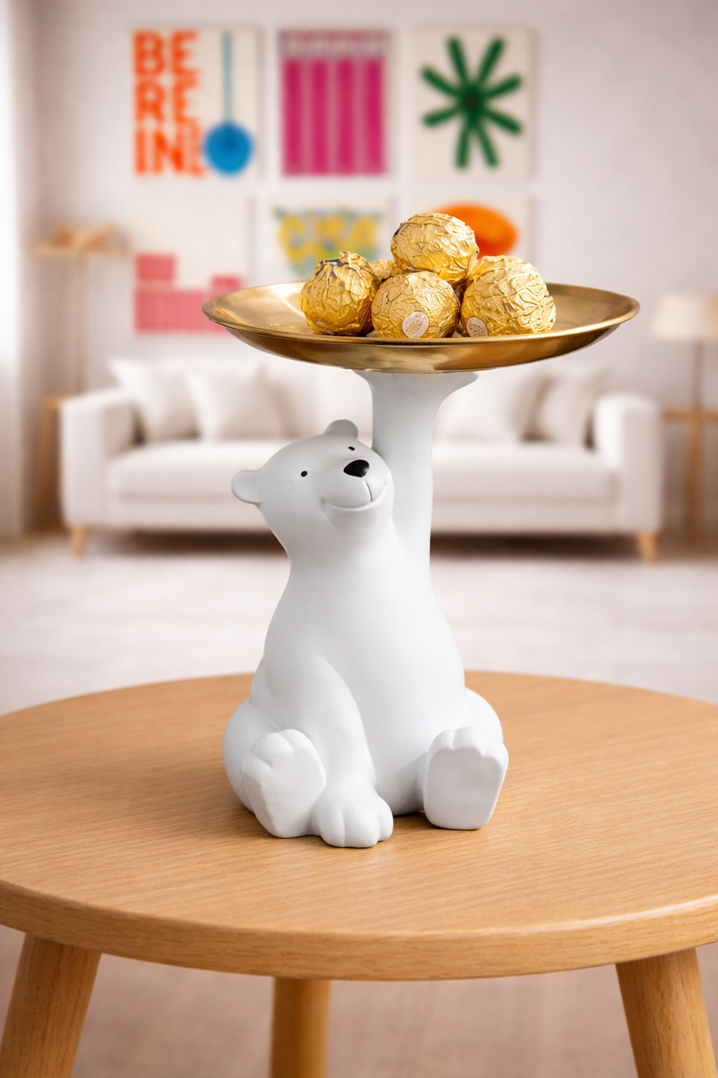 Nordic Creative Polar Bear Butler – Luxury Entrance Tray for Keys & Accessories