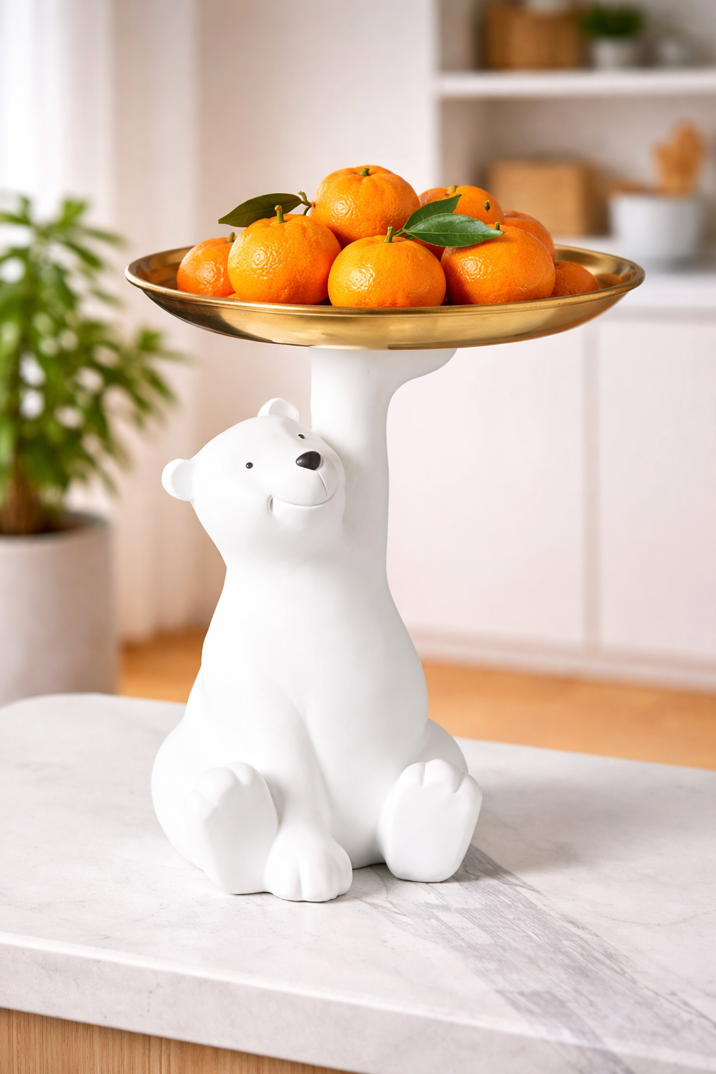 Nordic Creative Polar Bear Butler – Luxury Entrance Tray for Keys & Accessories